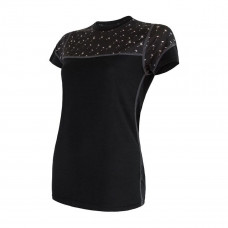 Дамска мерино тениска MERINO IMPRESS black/pattern Дамска мерино тениска MERINO IMPRESS black/pattern